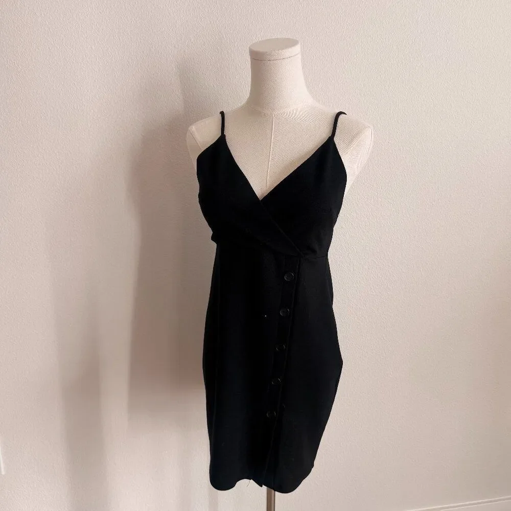 Black V-Neck Mini Dress